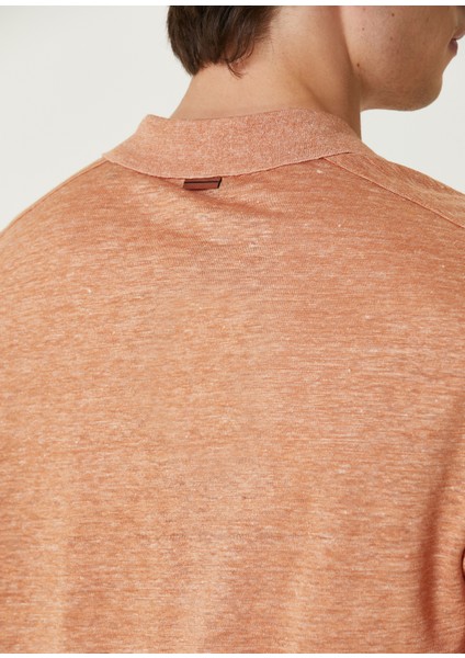Turuncu Polo Yaka Keten T-Shirt