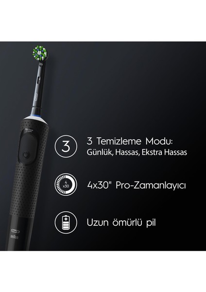 D103 Vitality Pro Cross Action Siyah Şarjlı Diş Fırçası indirimleri