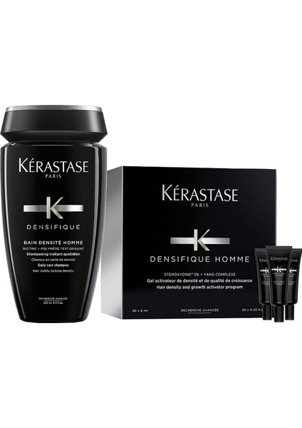 Densifique Homme Erkekler Için Parlaklık Verici Yoğunlaştırıcı Şampuan 250 ml + Bakım Kürü 30X6 ml 2'li Saç Bakım Seti