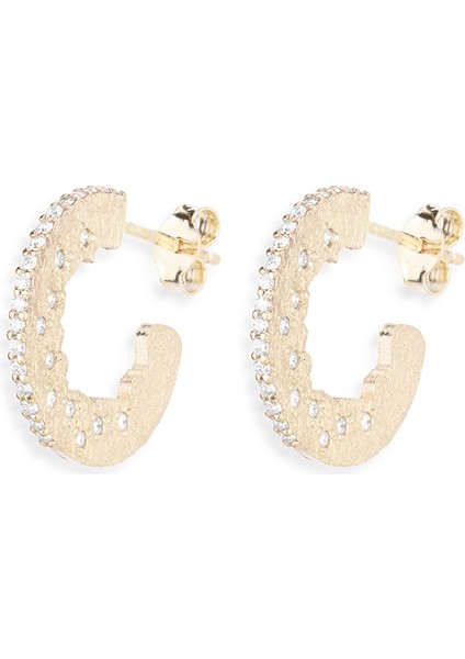 Glimmer Pırlanta Taşlı 14 Ayar Altın Kadın Küpe