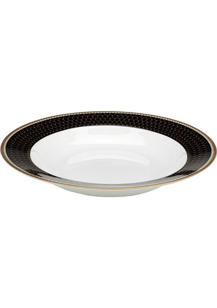 Antler Trellis Rim Siyah 24 Ayar Altın Yaldızlı Porselen Tabak