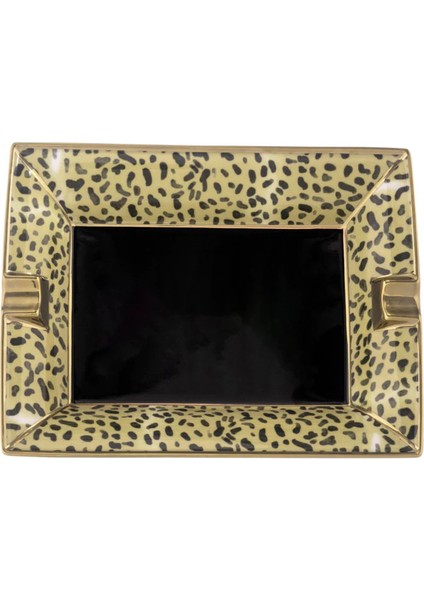 Leopard Siyah Porselen Kül Tablası