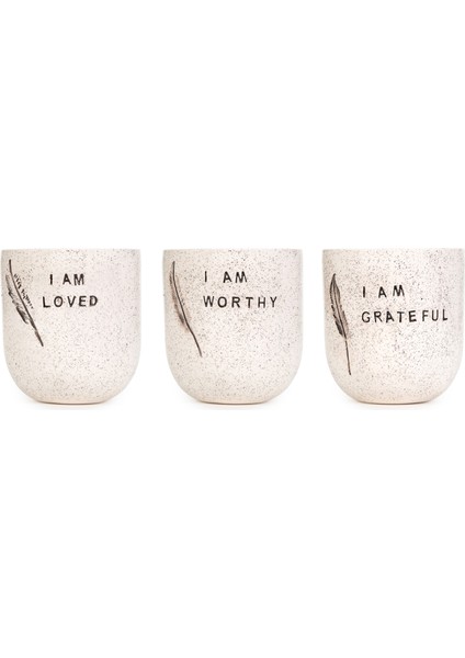 Handmade 3'lü Gümüş Seramik Mug Seti