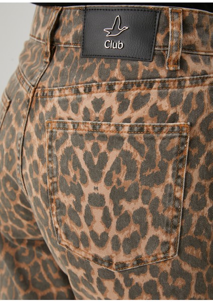 Mom Fit Leopar Desenli Jean Pantolon indirimleri