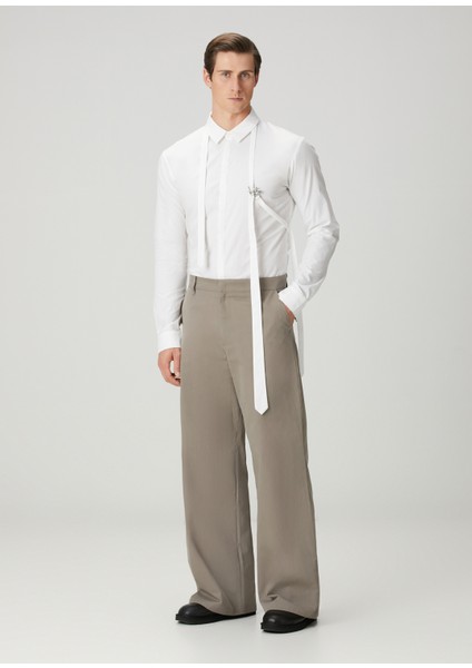 Beyaz Aksesuar Detaylı Organik Pamuk Gömlek fiyatları