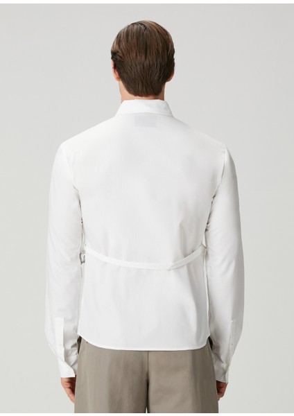 Beyaz Aksesuar Detaylı Organik Pamuk Gömlek fırsatları