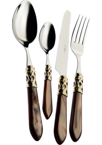 Aladdin Oniks Kahverengi Gold Paslanmaz Çelik 75 Parça Çatal Kaşık Bıçak Seti fiyatları