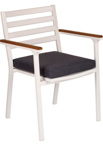 Klara Beyaz Metal Bahçe Sandalyesi