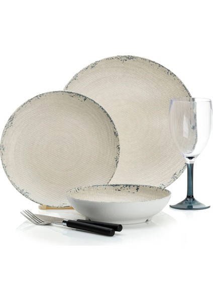 Luna Mavi 12 Parça Melamin Tabak Seti fiyatları