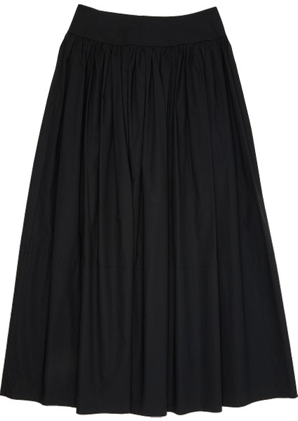 Siyah Midi Poplin Etek