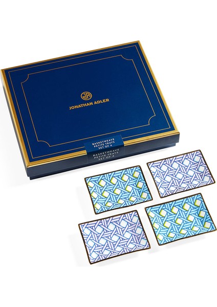 Basketweave 4lü Mavi Tepsi Seti fiyatları