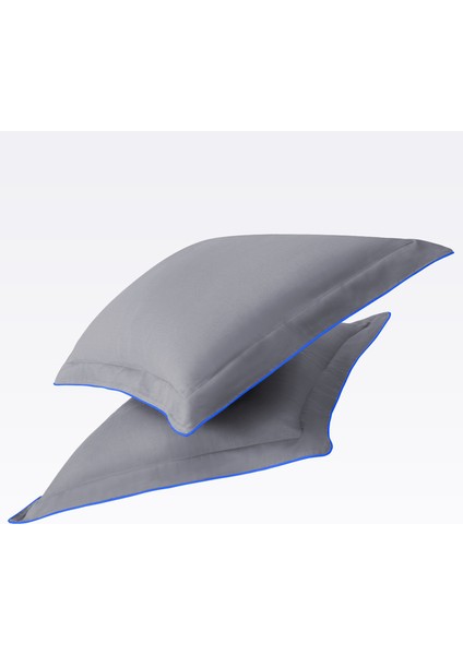 Mavi Biyeli Antrasit Gri Pamuk Saten Çift Kişilik Nevresim Takımı indirimleri