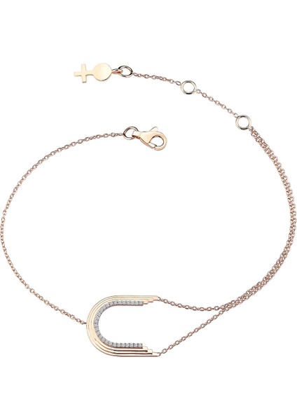 Concave Arch Pırlantalı Kadın Altın Bilezik