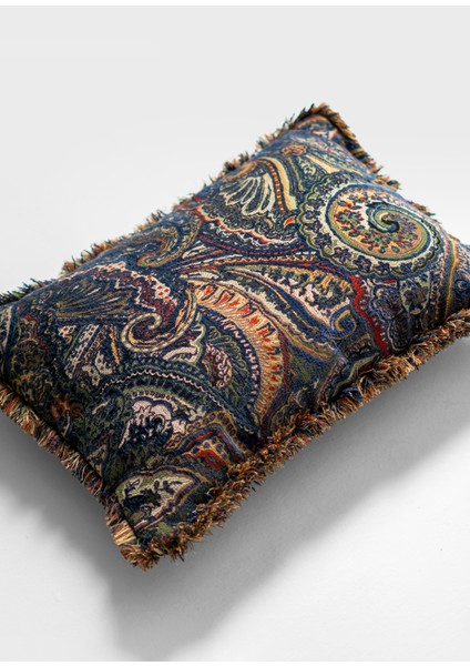 Persia Lacivert Dokuma Kumaş Püsküllü Kırlent 35 x 50 cm fiyatları