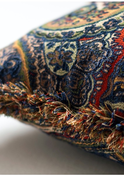 Persia Lacivert Dokuma Kumaş Püsküllü Kırlent 35 x 50 cm fırsatları