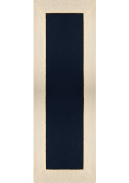Midnight Shine Koyu Lacivert & Bej Kumaş Üzerine Altın Renk Işlemeli Runner 150X50 cm
