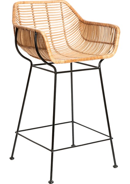 Float Natural Rattan Bahçe Bar Sandalyesi