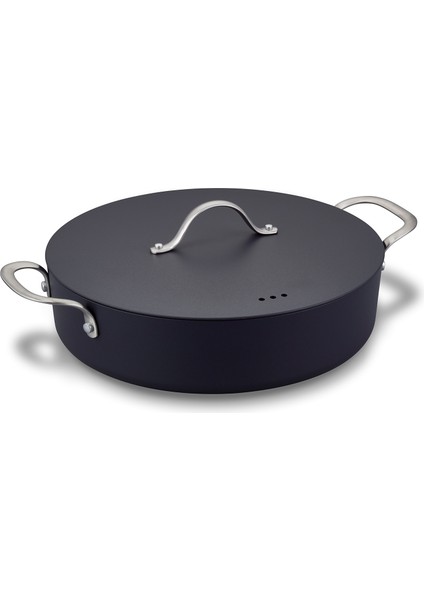 Zenn Recycled Siyah Çelik Sağlı Alüminyum Sığ Tencere 28 cm