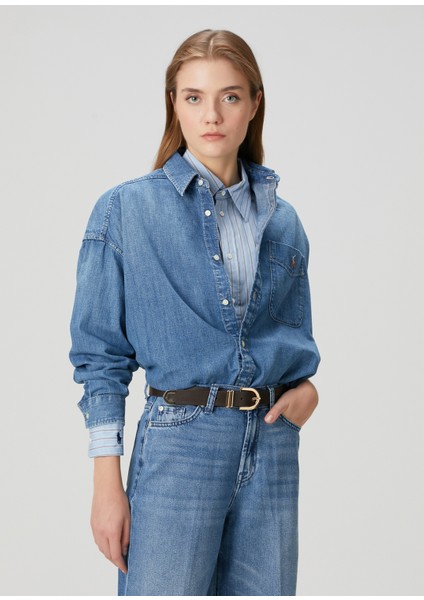 Oversize Mavi Denim Gömlek