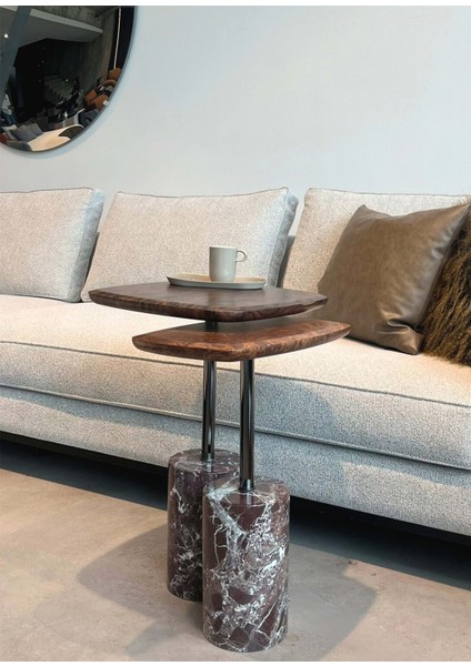 Nest Mermer Ayaklı Kök Kaplama 2'li Yan Sehpa Seti modelleri