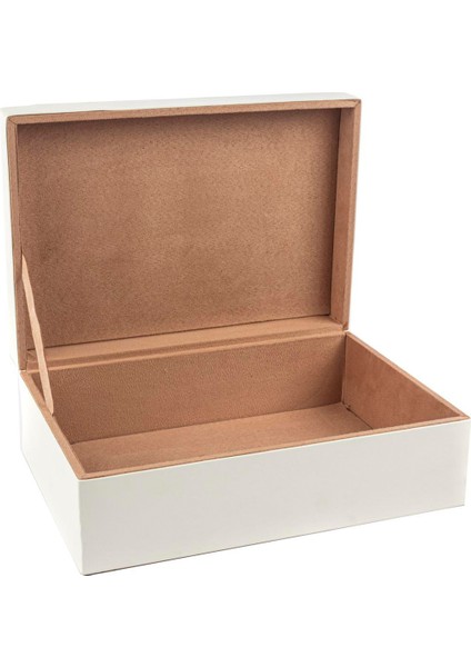 Beyaz Ekose Deri Takı Kutusu 30X11 cm fiyatları