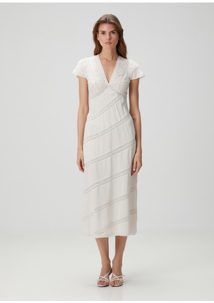Perletta Kırık Beyaz Midi Ipek Elbise fiyatları
