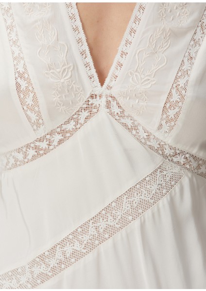 Perletta Kırık Beyaz Midi Ipek Elbise indirimleri