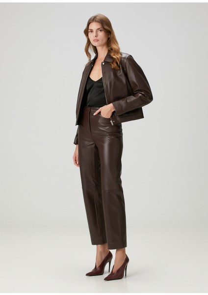 Cobe Kahverengi Deri Pantolon