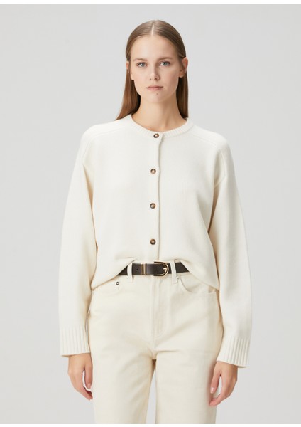 Aidar Ekru Yün Triko Hırka