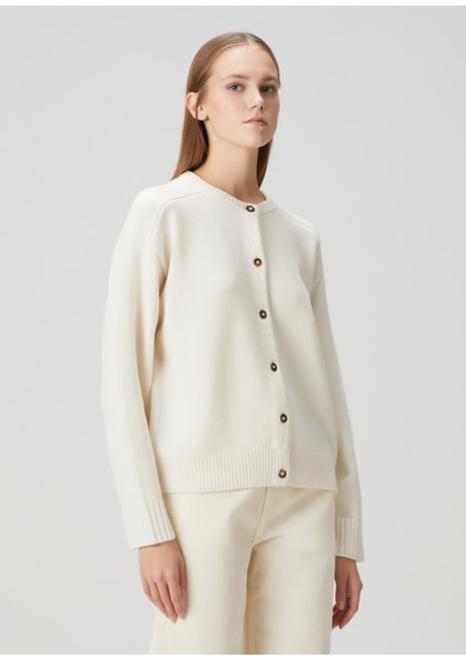 Aidar Ekru Yün Triko Hırka modelleri