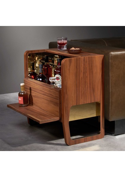 Pandora Ceviz Kaplama Ahşap Mini Bar Sehpası fiyatları