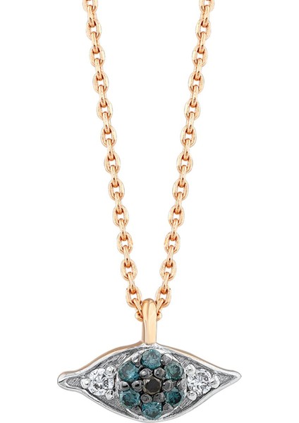 Eye Light Oval Mavi Pırlanta Kadın Altın Kolye