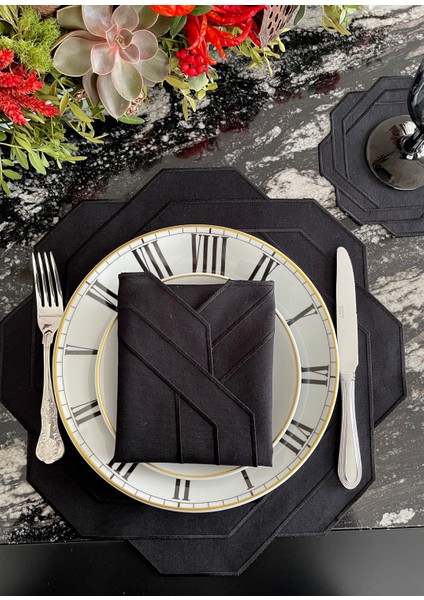 Kate Geometrik Siyah 2'li Amerikan Servis modelleri