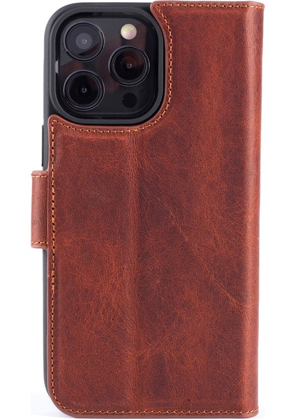 Multi Wallet iPhone 16 Pro Max Brick Deri Telefon Kılıfı