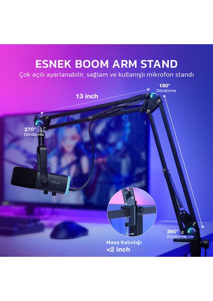 Ampligame AM8T Xlr/usb Rgb Dinamik Mikrofon Seti