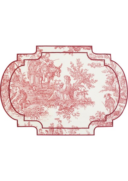 French Desenli Bordo 2'li Amerikan Servis Seti