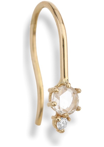 Tuby Pırlanta Taşlı 14 Ayar Altın Kadın Tek Küpe