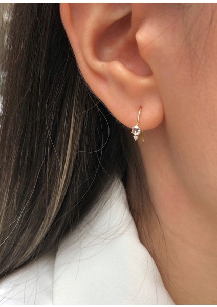 Tuby Pırlanta Taşlı 14 Ayar Altın Kadın Tek Küpe fırsatları