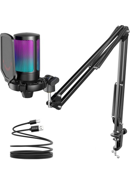 Ampligame A6T Rgb USB Siyah Mikrofon Seti