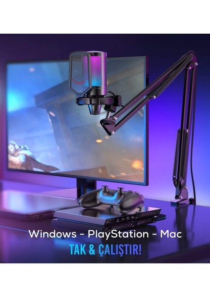 Ampligame A6T Rgb USB Siyah Mikrofon Seti indirimleri