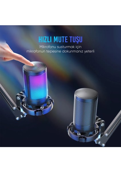 Ampligame A6T Rgb USB Siyah Mikrofon Seti