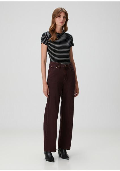 Logan Wide Leg Bordo Jean Pantolon