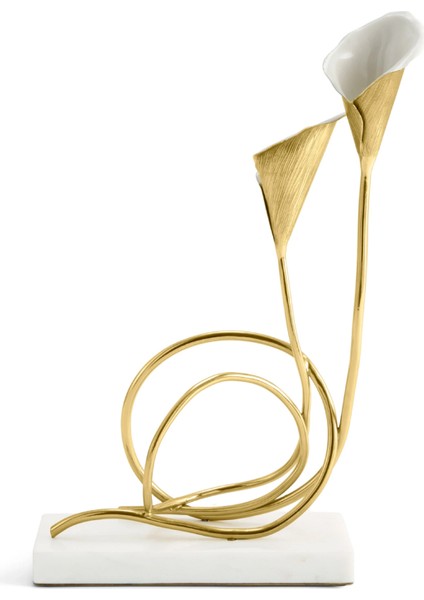 Calla Lily Mermer Stantlı Pirinç Ikili Şamdan