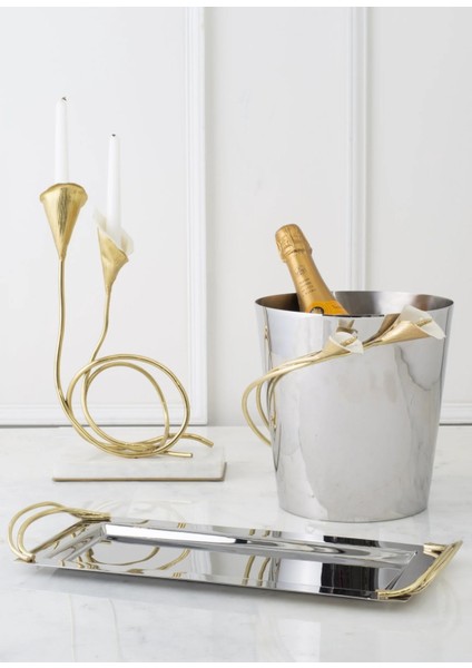 Calla Lily Mermer Stantlı Pirinç Ikili Şamdan fiyatları