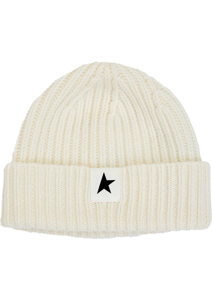 Krem Çizgi Dokulu Kadın Yün Bere modelleri