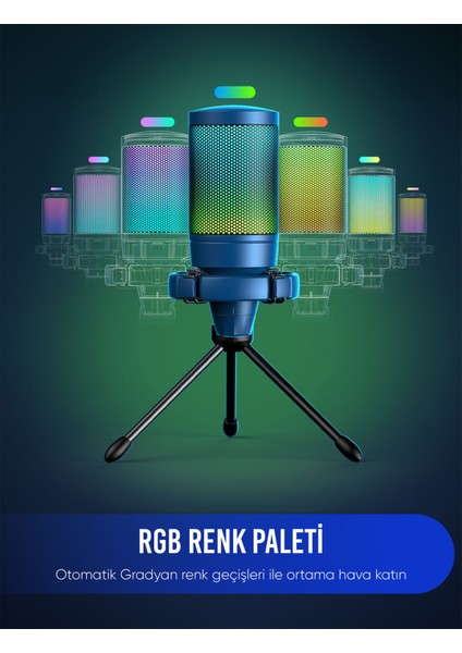 Ampligame A6VB Rgb USB Mavi Mikrofon fırsatları