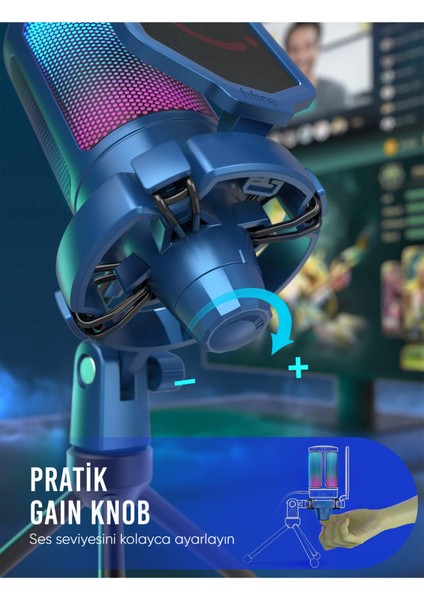 Ampligame A6VB Rgb USB Mavi Mikrofon indirimleri