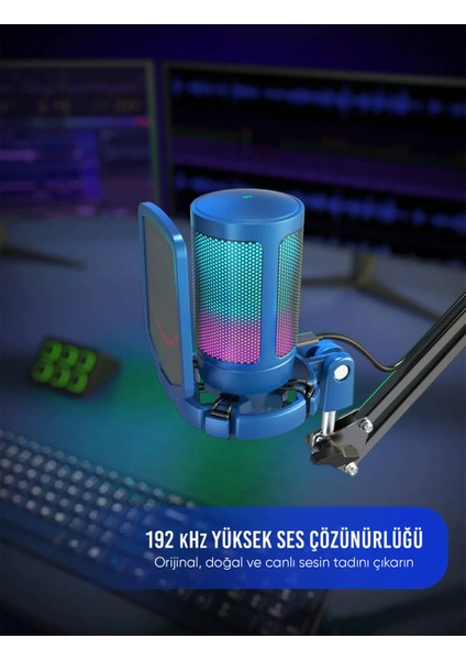 Ampligame A6VB Rgb USB Mavi Mikrofon