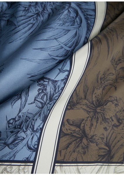 Kahve Mavi Kadın Ipek Fular fiyatları