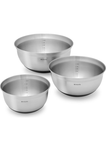 Matt Steel 3'lü Paslanmaz Çelik Karıştırma Kase Seti̇